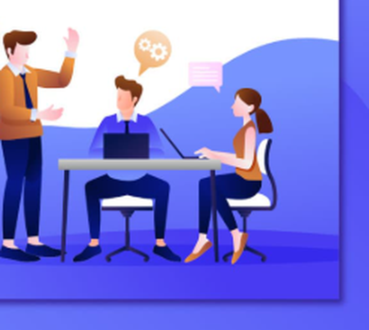 Ilustrasi tim HR bekerja dengan sistem HRIS